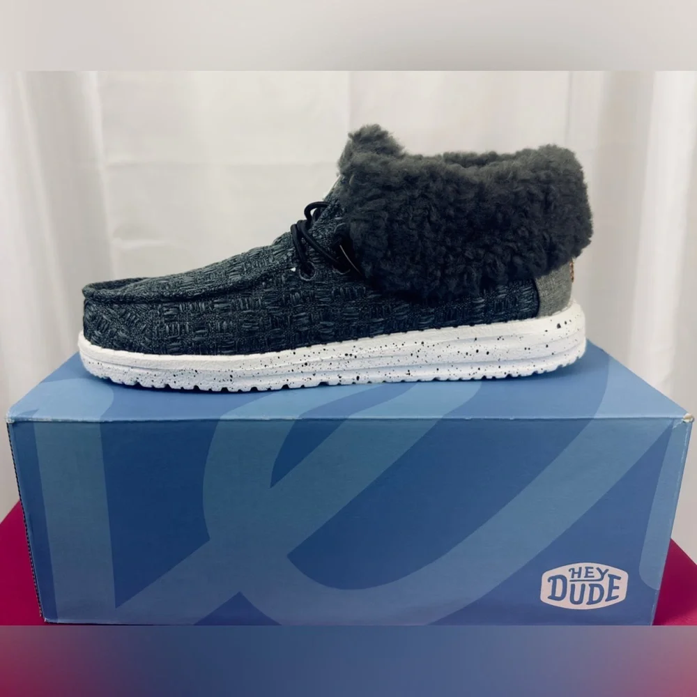 Hey Dude Wendy Black Fold Stitch Cozy Shoes Youth T (Little Girl) 1 New in Box!